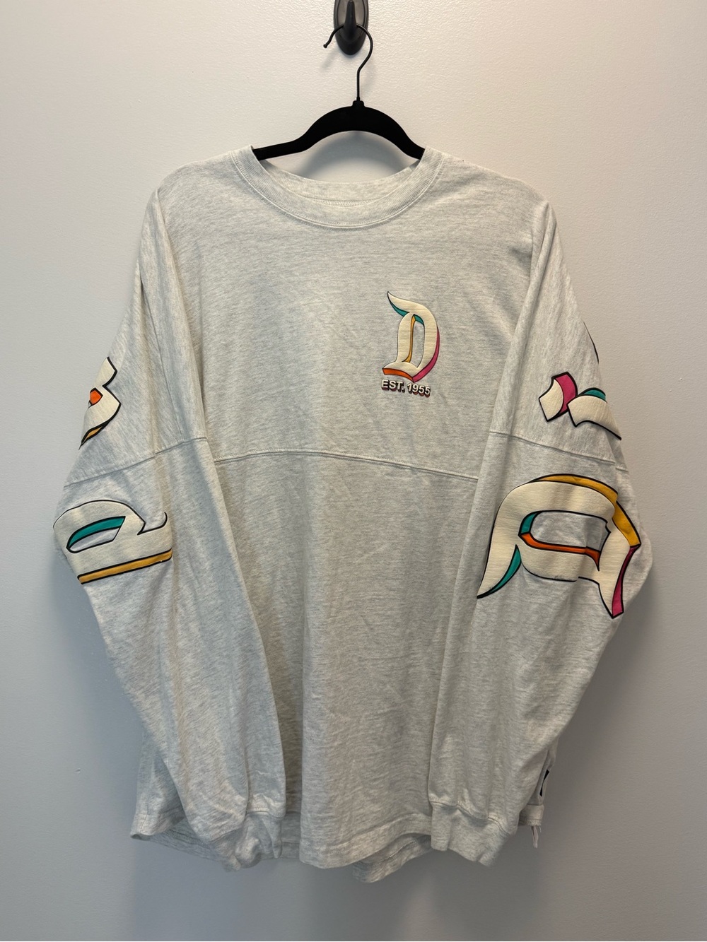 Disney Light Gray Crewneck T-Shirt with Subtle Printed Logo